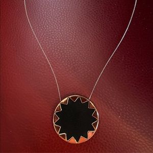 House of Harlow 1960 Black Leather Starburst Pendant Necklace